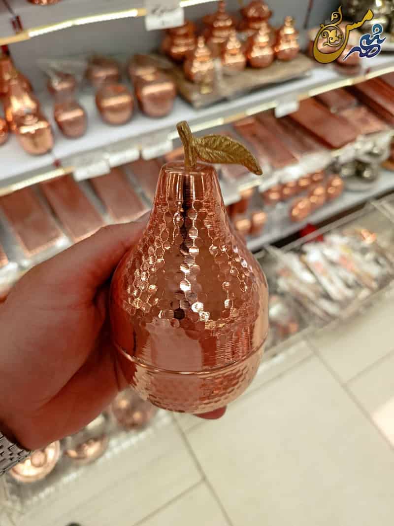 قندان مسی گلابی انتخابی زیبا برای میز پذیرایی